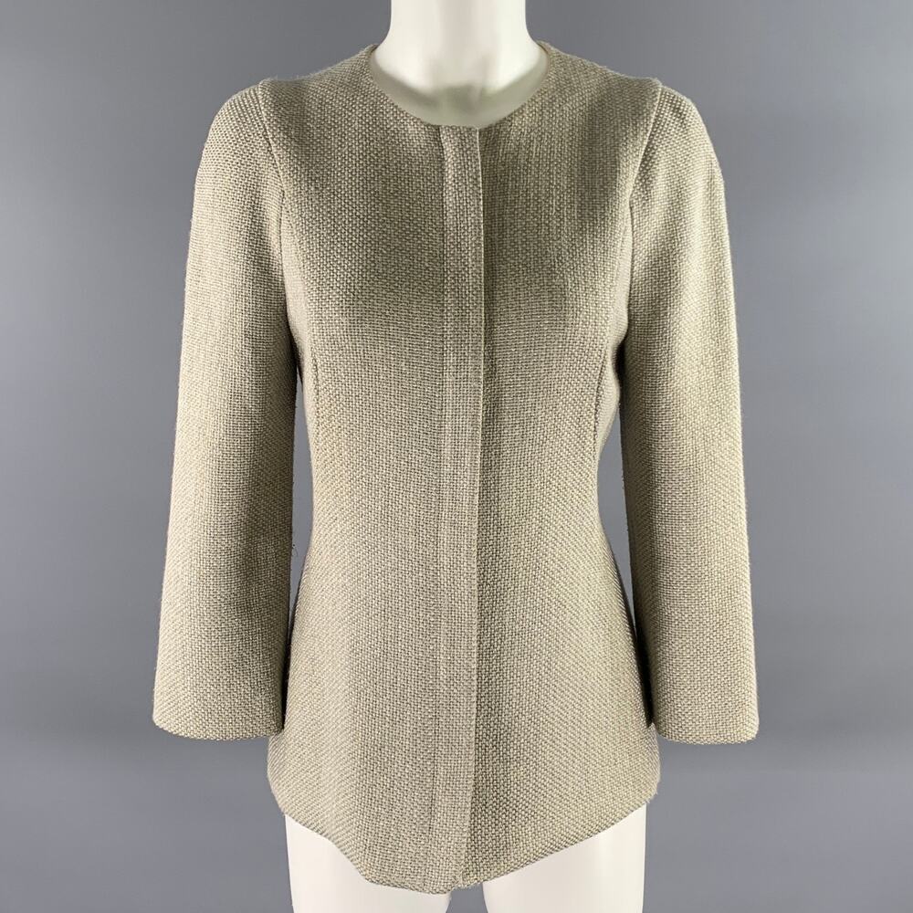 GIORGIO ARMANI Size S Grey Gold Polyester Blend Collarless Zip Jacket